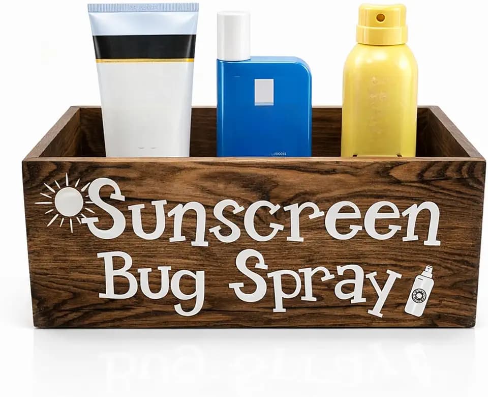CroBlissful Sunscreen Bug Spray Storage Basket Brown Poolside Basket
