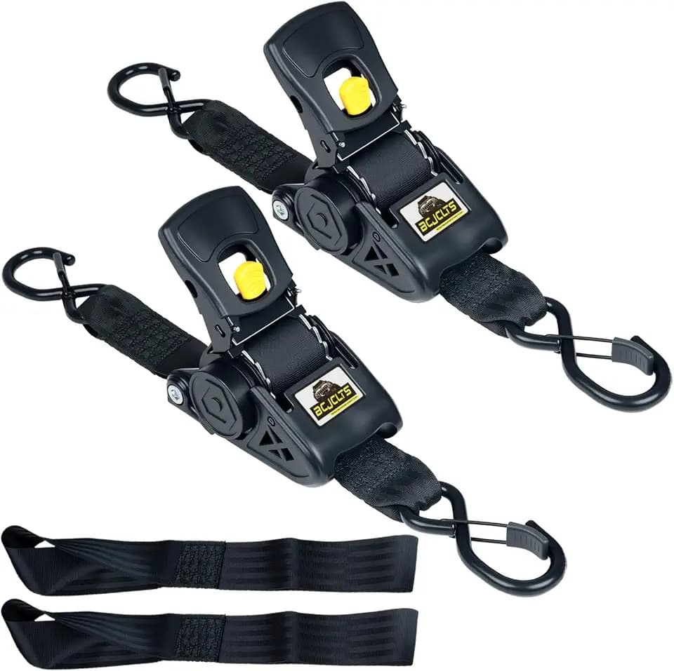 Retractable Ratchet Straps (2-Pack) - 2in x 10ft, Black
