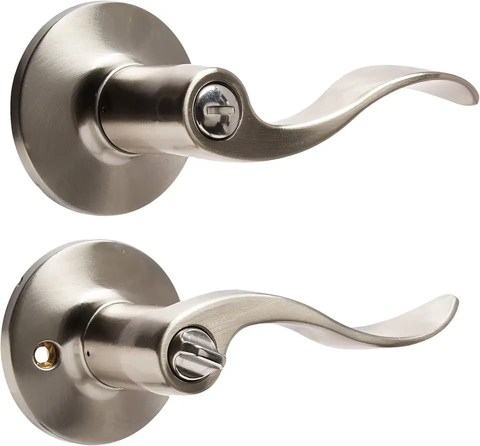 Safe Lock by Kwikset Layton Lever Privacy Lock Satin Nickel