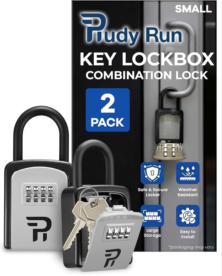 Rudy Run Key Lock Box for Outside – Small Outdoor Lockbox for Keys with Code, 4-Digit Combination Hidden Safe to Hide a Key Outside, Portable Safe Key Storage, 5.78 in, 2 Packs
