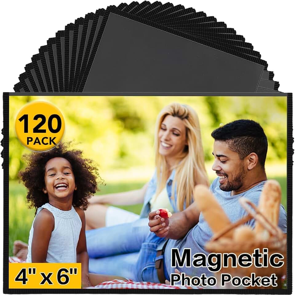 YixangDD 120 Pack Magnetic Picture Frames for Refrigerator, 4x6 Inch, Black