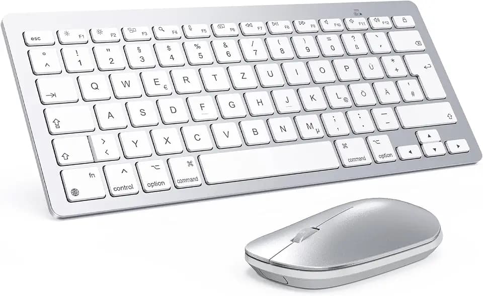 OMOTON Bluetooth Mac Tastatur Maus Set, QWERTZ,Silber