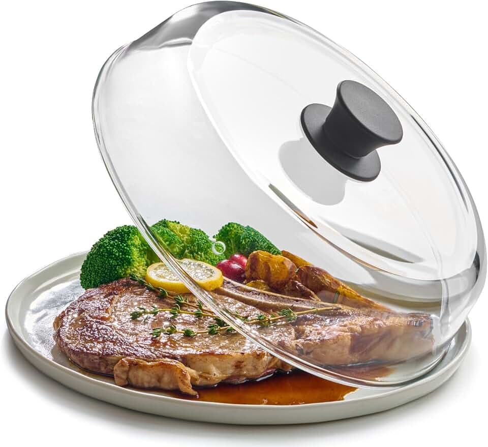 Le'raze 10in Glass Microwave Splatter Cover - Easy Grip Cool Touch Handle