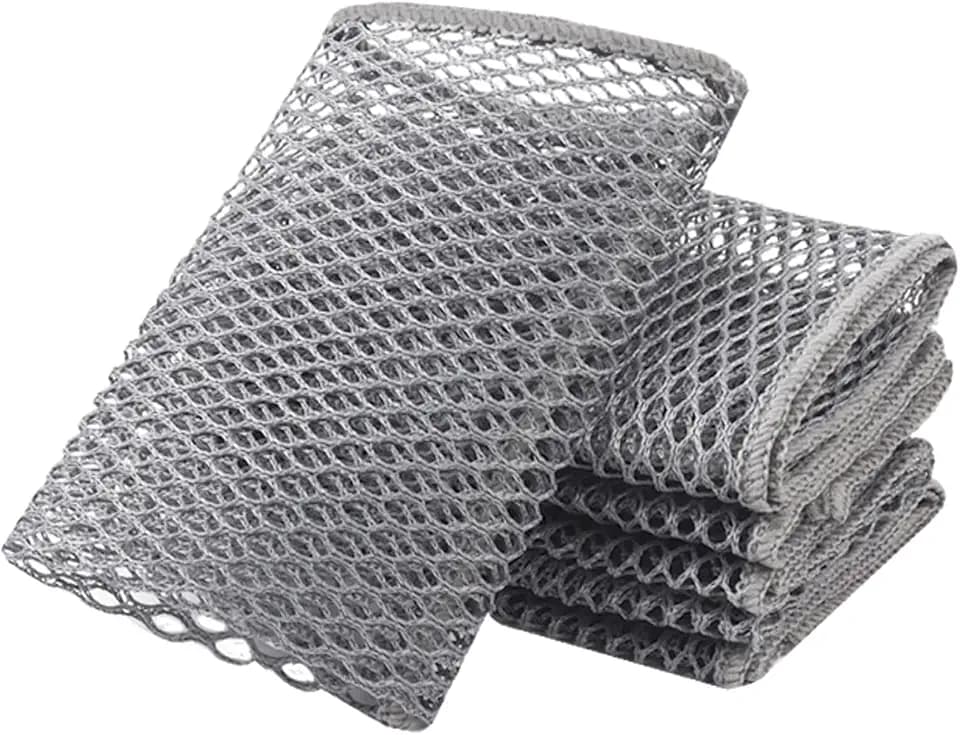SUNLAND Netted Mesh Dish Cloths for Washing Dishes 6 Pack 12x12Inch Grey