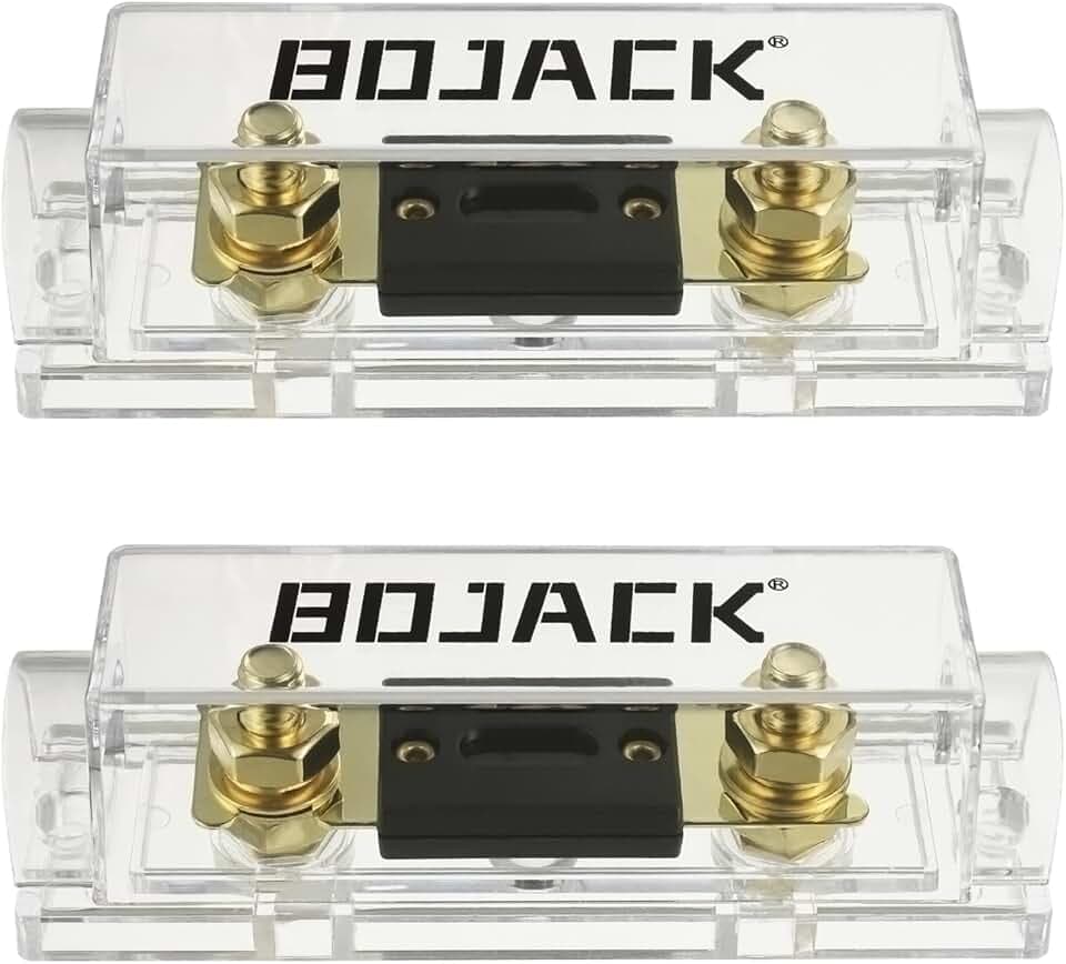 BOJACK 2 Stk. 300A ANL-Sicherungshalter und 2 Stk. 300 Amp 32 VDC ANL-Sicherungen für Audio- und Videosysteme