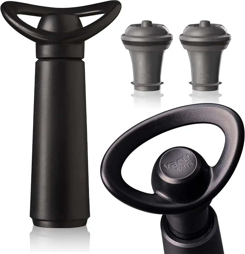 Vacu Vin Concerto Wine Saver - Vacuum Wine Stopper - 2 Black Stoppers