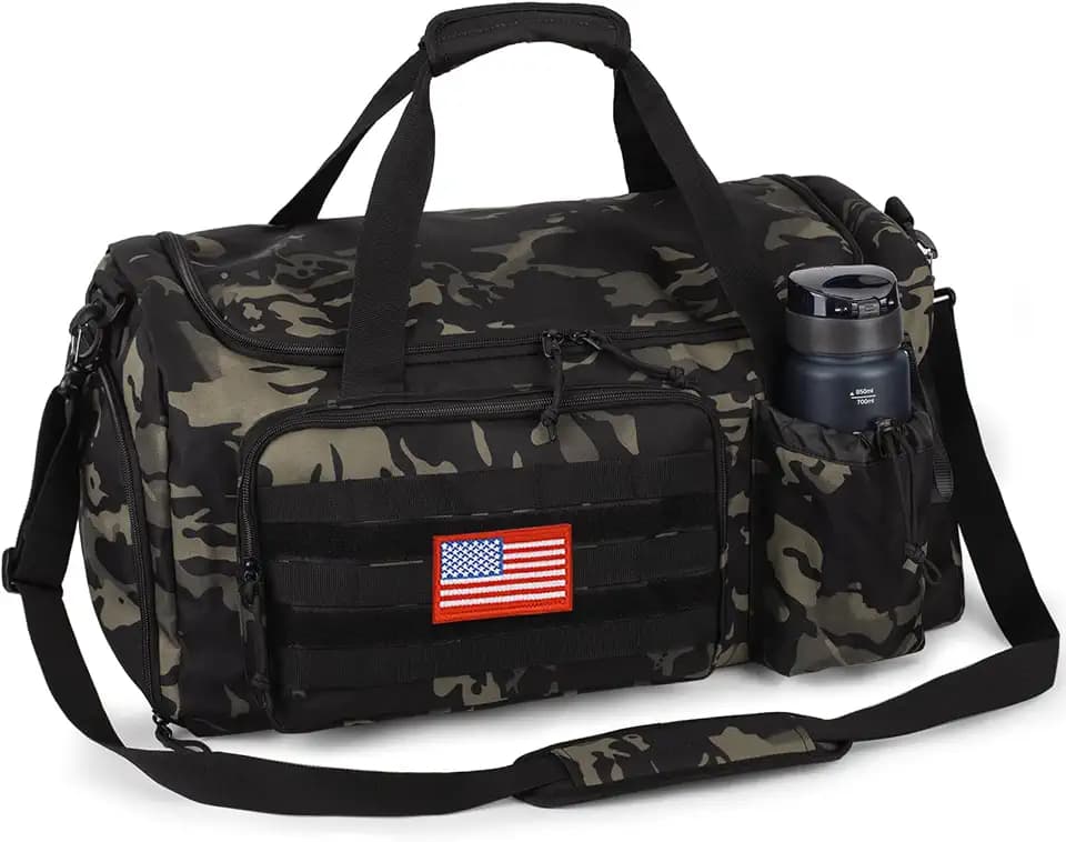 Tactical Gym Bag for Men, 40L Duffle Bag with Shoes Compartment for Travel
