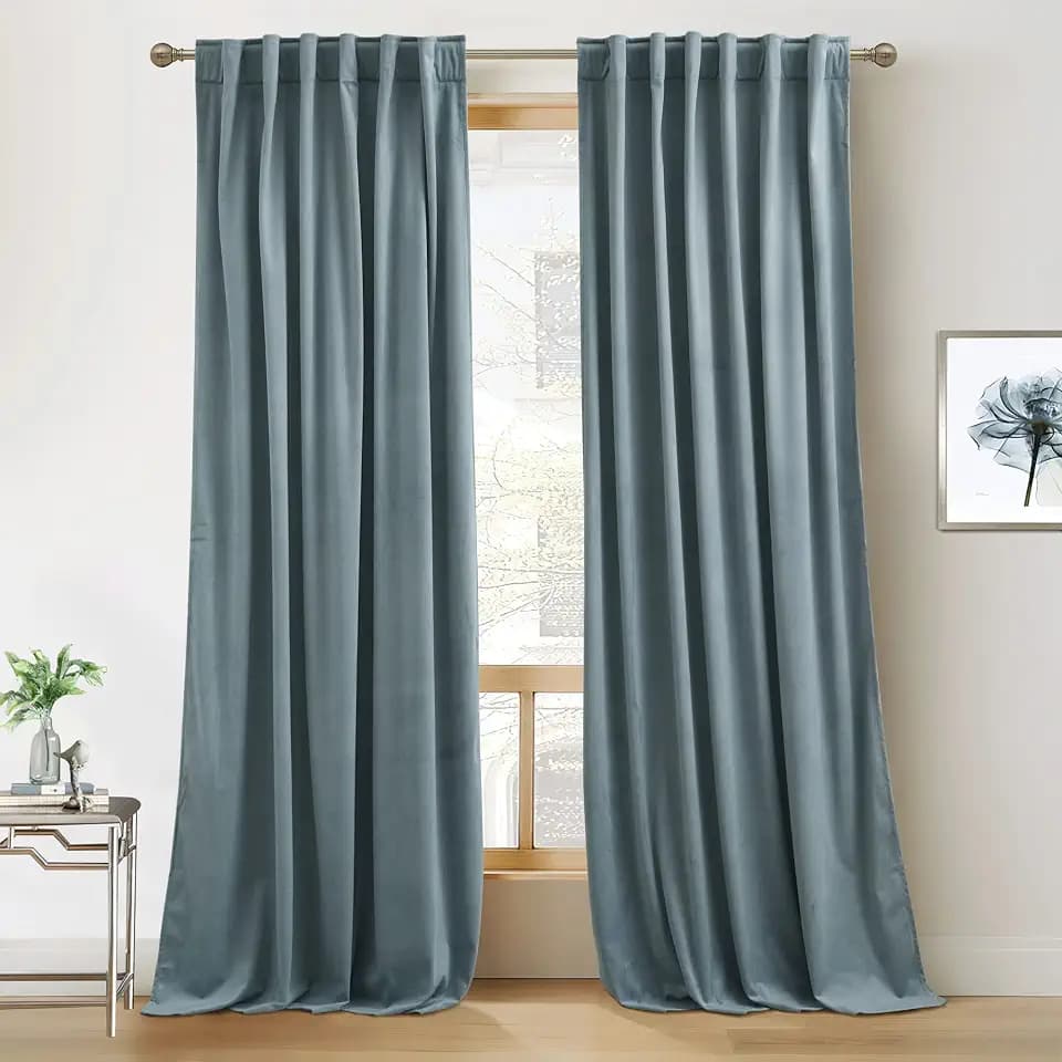 RYB HOME Velvet Curtains 102 inches Long, Extra Long High Ceiling Curtains