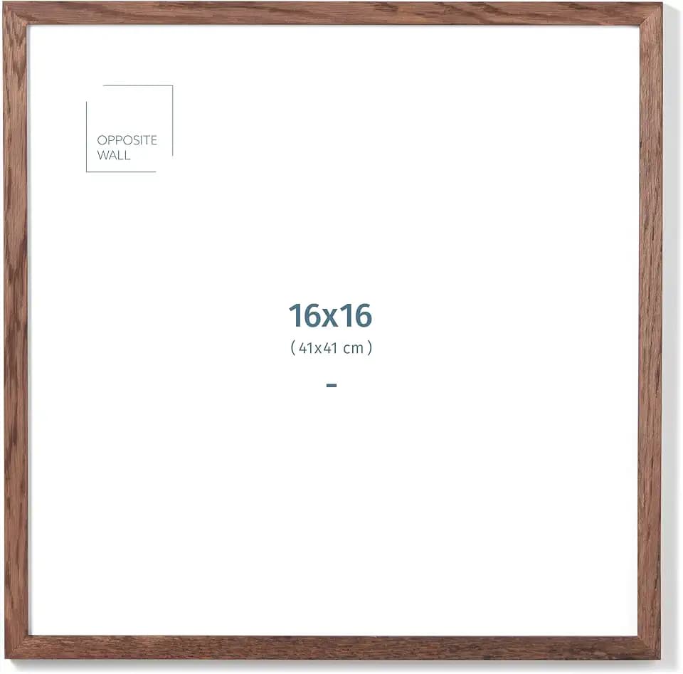 Opposite Wall - 16x16 in - Dark Solid Oak Wood Picture Frame - Lightweight, Versatile & Shatterproof - Wall Hanging Poster or Photo Frame - Wall Decor for Office, Gallery & Home