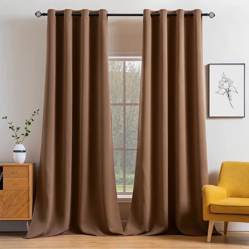 MIULEE Cappuccino Brown Blackout Bedroom Curtains 96 Inch Long 52"x96"