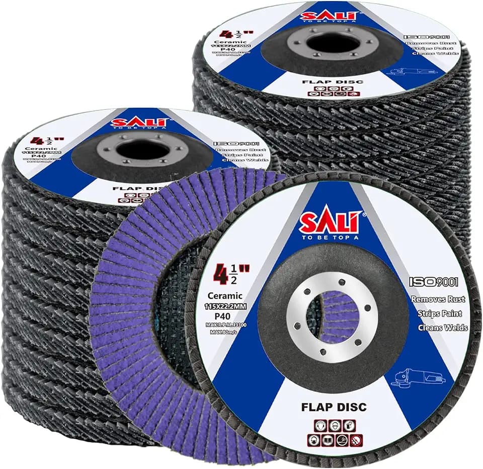 Sali 20 Pack Ceramic Flap Disc 40 Grit 4.5" x 7/8 Inch Sanding Disc Bevel Type #29 Premium and Industrial Grade Angle Grinder Grinding Wheel High Performance Edge Grinding Purple