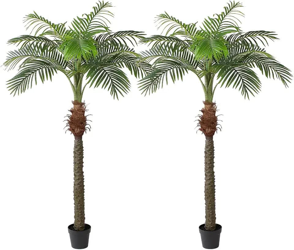 YEPDIN 2 PCS Fake Palm Tree 7 FT,Tall Artificial Palm Trees for Outdoor Indoor Decor,Faux Phoenix Palm Plants for Outside Patio Pool Coastal Home Office Living Room