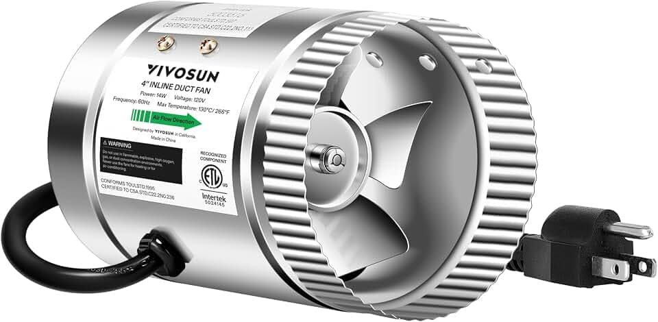 VIVOSUN 4" Metal Inline Fan 100 CFM, Exhaust Fan for Home Ventilation