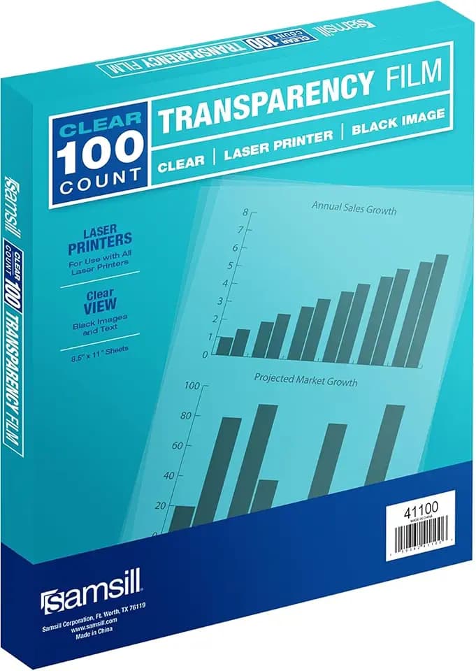 Samsill Transparency Film for Laser Printers, 100 Sheets, Not for Inkjet