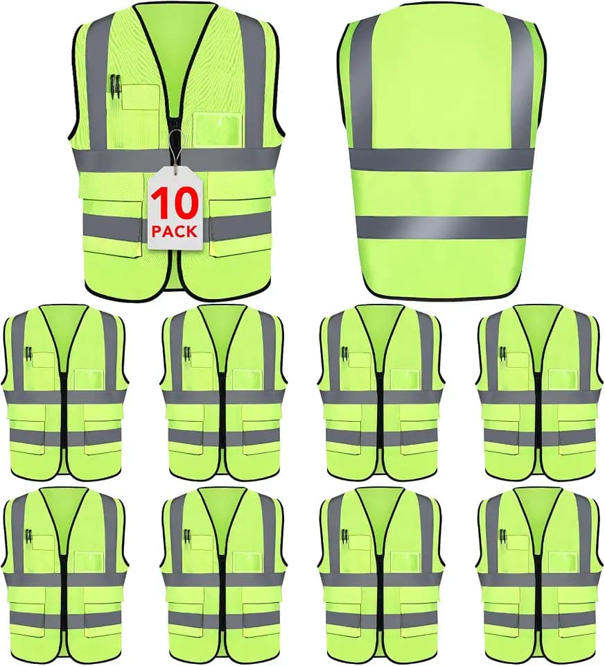 XPCARE Reflective Safety Vests For Women Men, High Visibility Security Vest Pockets and Zipper Front Construction Work Vest