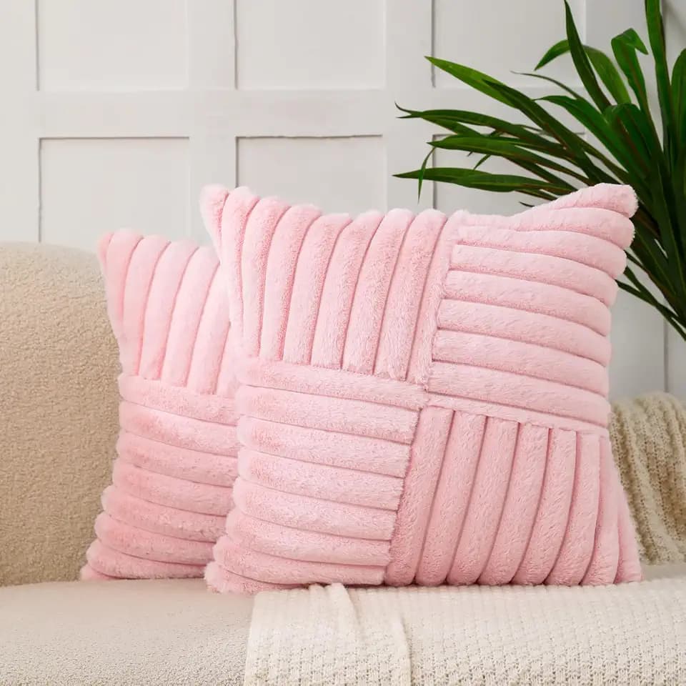 All Smiles Pink Valentines Decorative Throw Pillow Covers 16x16 Set of 2