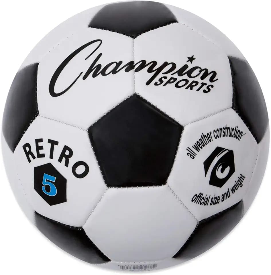 Champion Sports Retro Soccer Ball – Sizes 3, 4, 5, Soft Touch, All Weather, Official Size & Weight Ball for Training, Games, Outdoor & Indoor Play