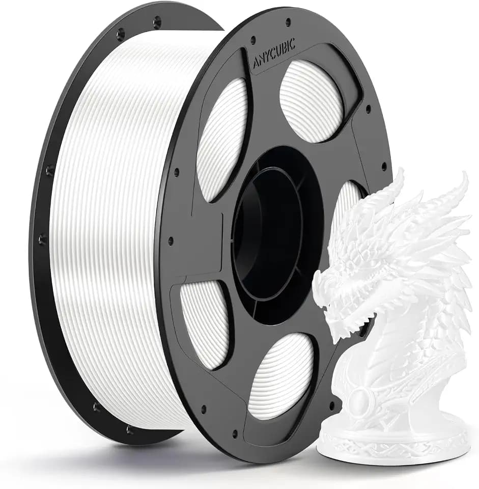 ANYCUBIC Silk Filament, Clog-Free Shiny 3D Printing PLA Filament 1.75mm Dimensional Accuracy +/- 0.03mm, 1KG Reusable Spool (2.2 lbs), Silk White