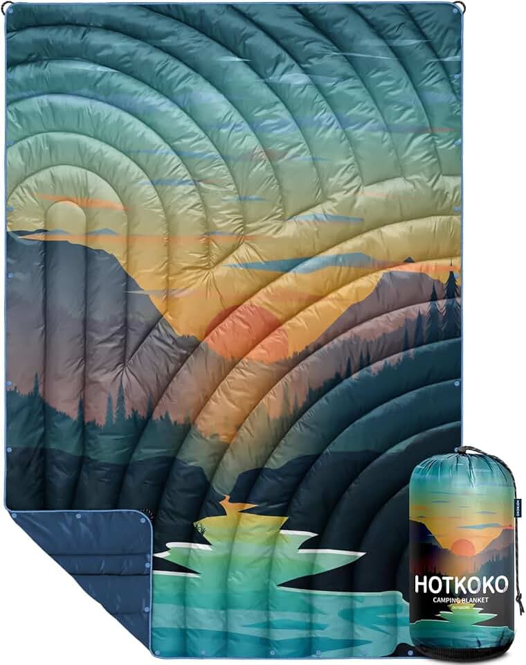 Puffy Camping Blanket,Large Camp Blanket Outdoor Camping Quilt