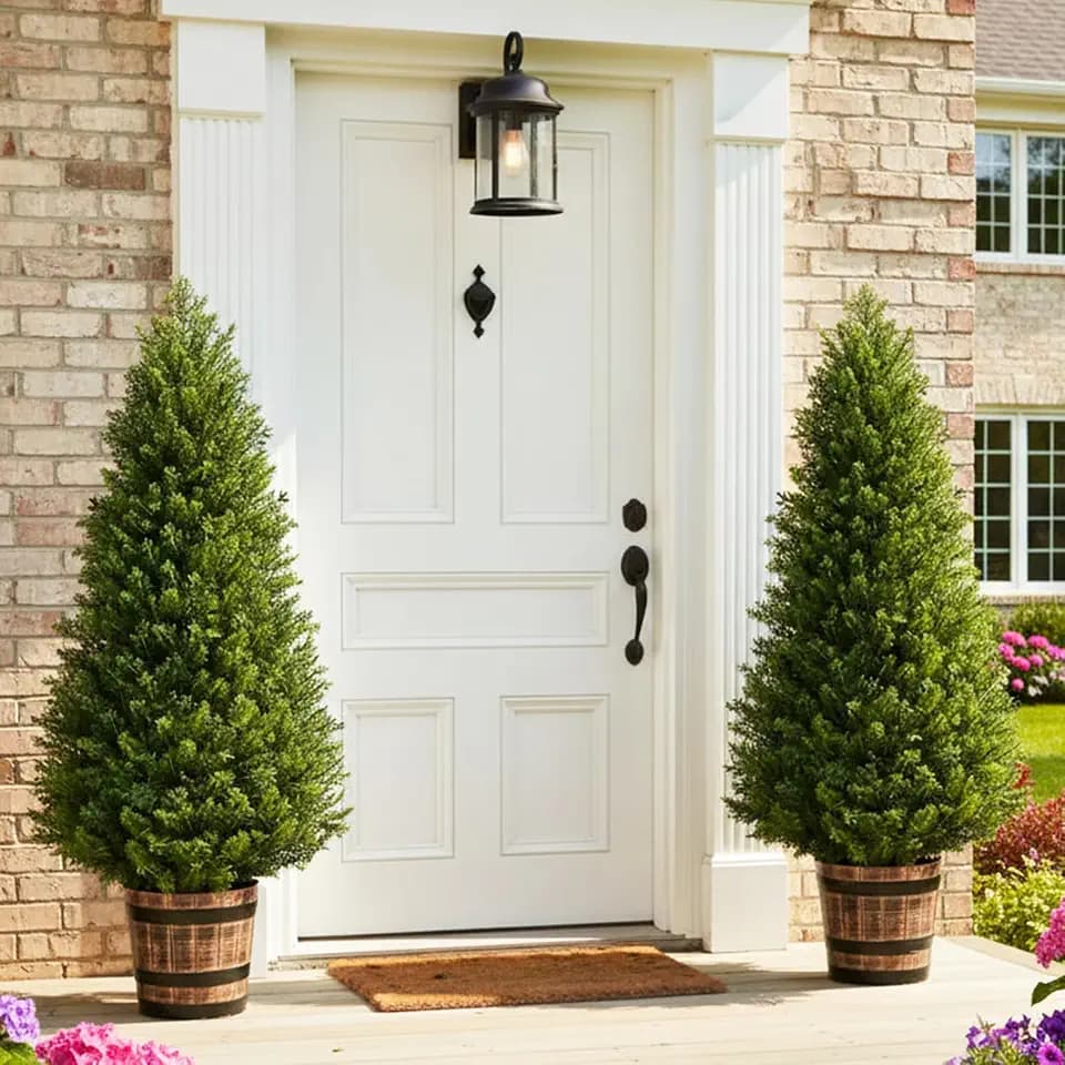 Artificial Cedar Topiary Trees, 4FT Cypress Shrubs Porch Decor