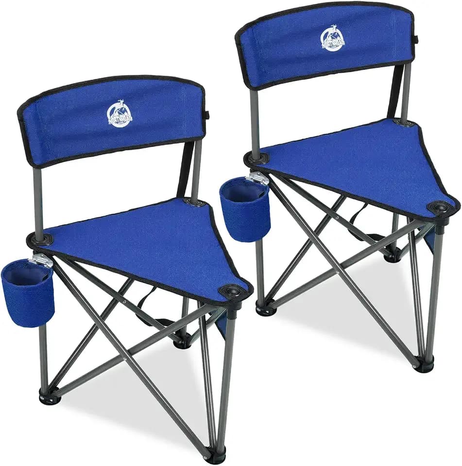Northroad 2 Pack Tripod Camping Chairs, Portable 3 Legged Folding Tripod Stool Seat with Backrest, Small Compact Lightweight Tripod Chair for Adults Fishing Hunting
