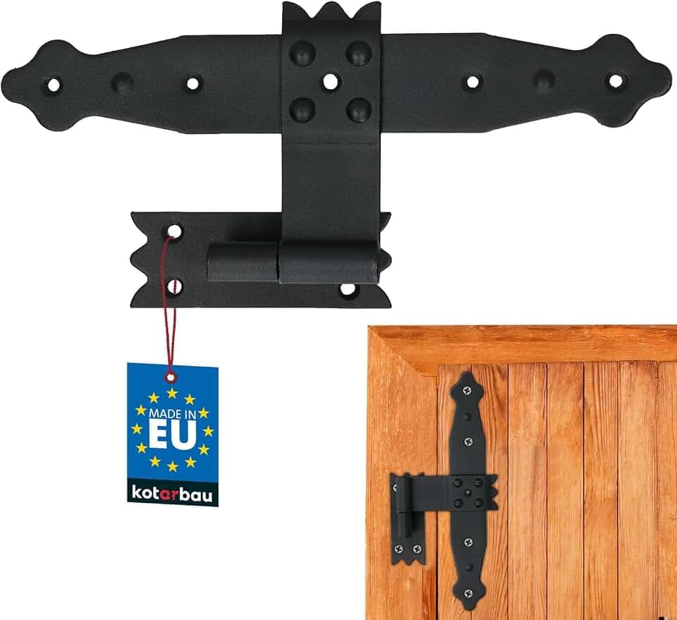 KOTARBAU Mittelkreuzband 236 mm mit Kloben Ladenmittelband Fensterband Faltladen Pulverbeschichtet Schwarz Scharniere Möbel Türen Verbindung Torband