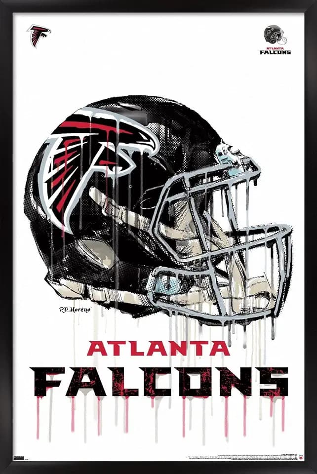 Trends International NFL Atlanta Falcons - Drip Helmet 20 Wall Poster, 22.375" x 34", Black Framed Version