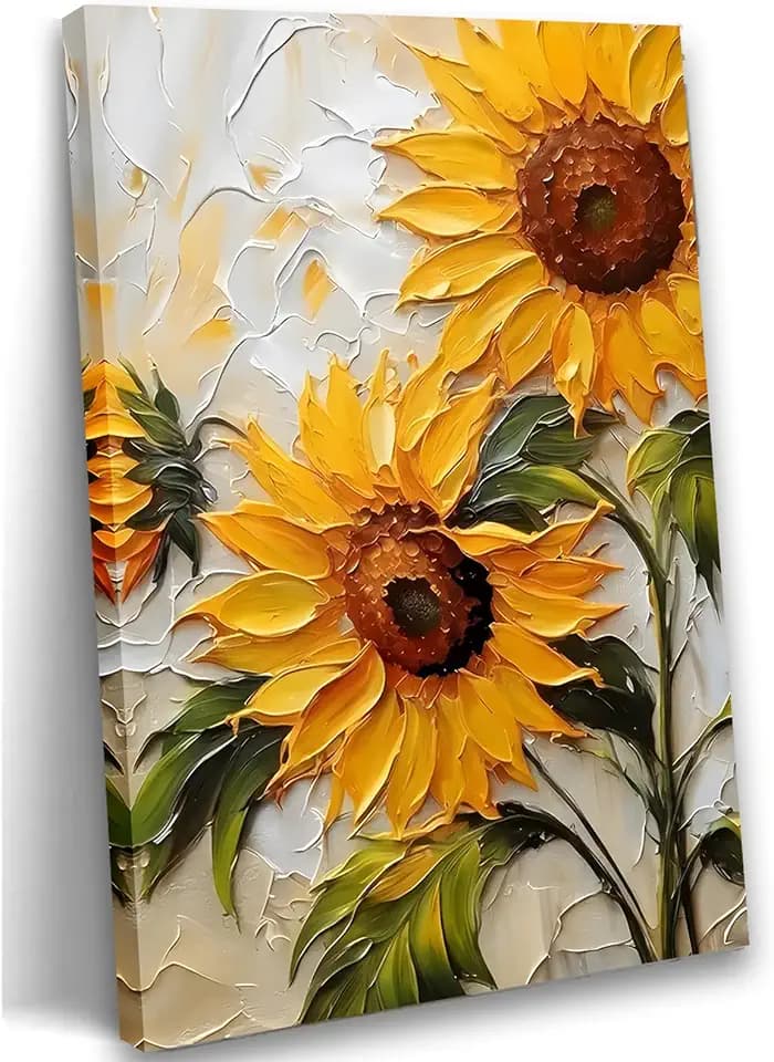 Pormipone Sunflower Framed Canvas Wall Art 24x36 HD Printing