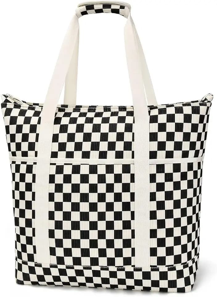 Corduroy Insulated Cooler Tote Bag for Grocery Shopping, Beach