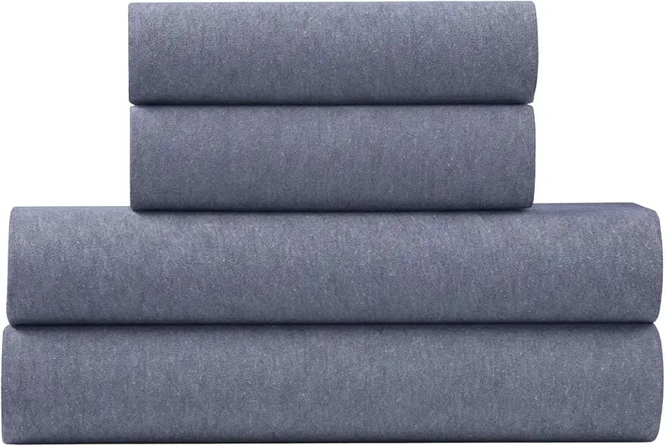 U.S. POLO ASSN. Jersey Knit Sheet Set, Cotton Blend, T-Shirt & Pajama Feel, Deep Pocket, Wrinkle-Resistant, Cooling & Breathable, Everyday Comfort Stretch