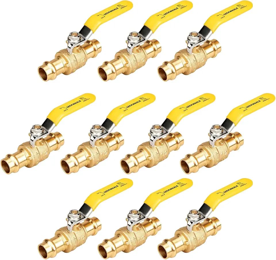 1/2" Press X Press Pro Brass Ball Valve with EPDM, 1/4" Turn Full Port Shut Off Stop Ball Valve, For Copper Tubing Connection (Pack-10)