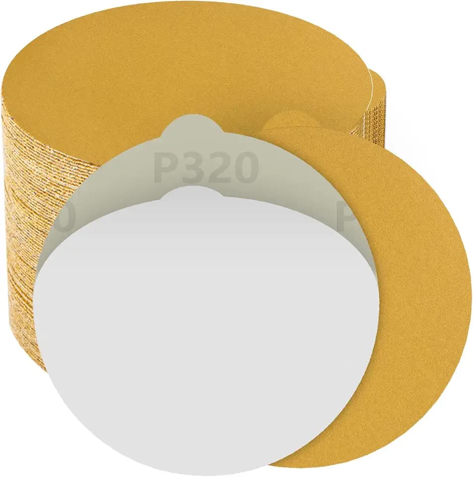 6-Inch 320-Grit PSA Sanding Discs, 100 Pack Self Adhesive Stickyback Sandpaper with Quick-Release Tabs for DA Sander