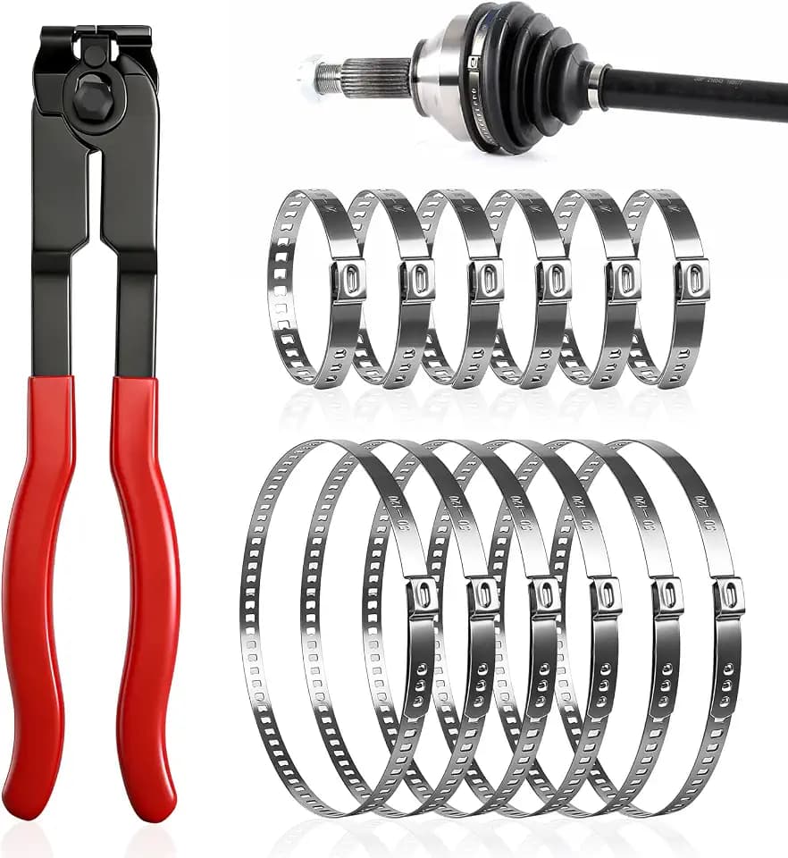 12 Stück Achsmanschetten Schellen Schlauchschellen Set mit Schlauchschellenzange Edelstahl Schlauchklemme Achsmanschetten Zange Verstellbare Schlauchschelle Set für die Meisten Auto