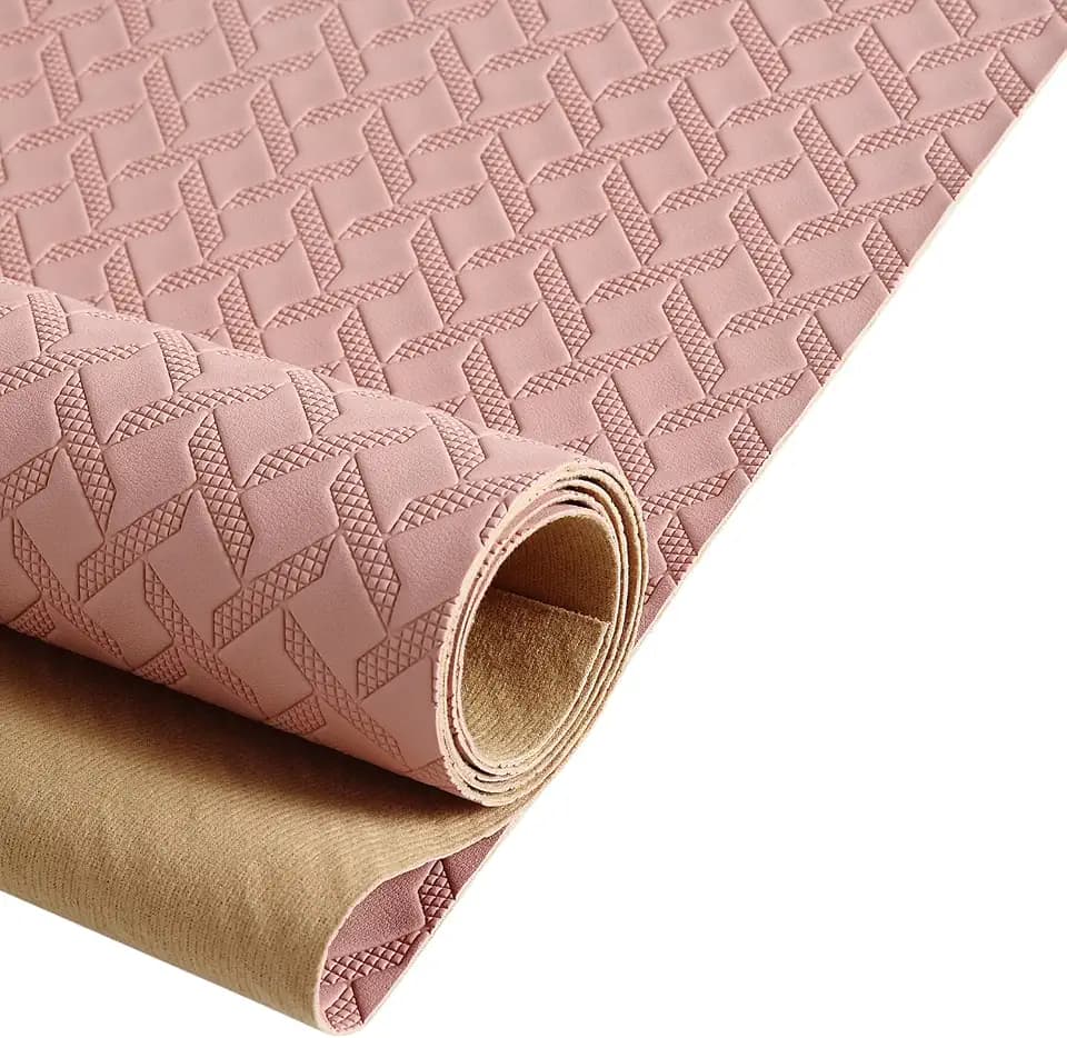 Marine Vinyl Fabric, Upholstery Faux Leather, 1.0mm Thickness, 61" Width (59" Usable), Perfect for Cars, Outdoor Yachts, and Home Furniture(Pink,Pre-Cut 108"x61")