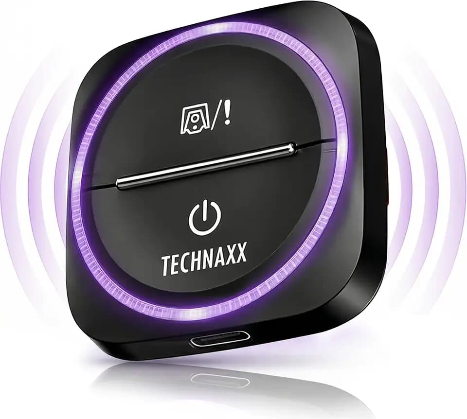 Technaxx Verkehrswarner mit Blitzer.de – Straßenverkehrswarner mit Gefahren- & Geschwindigkeitswarnung, LED-Benachrichtigung, Auto-Aktivierung, kompatibel mit Apple CarPlay & Android Auto - TX-387