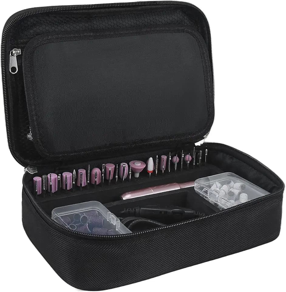Meiiy Nail Drill Bag Nail Drill Bits Holder Bag Electric Nail Machine Kit Organizer Bag With Nail Sanding Bands Case Gift for Women (Blck)