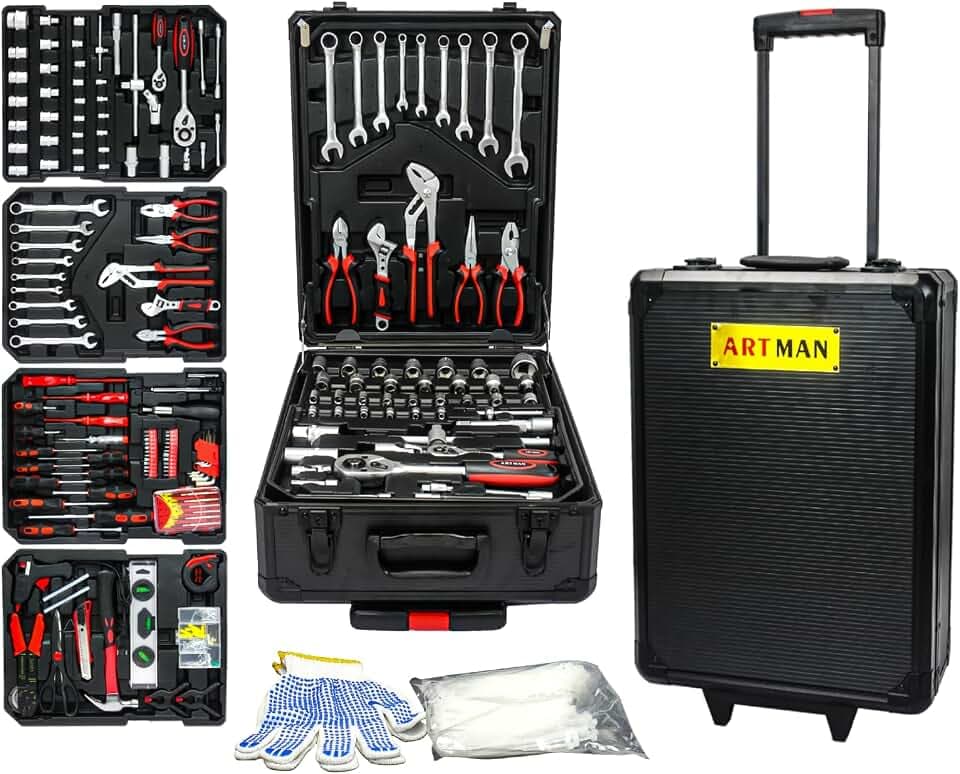 Home Tool Set Kit -899 PCS Home Auto Repair Tool Kit with Rolling Tool Box, Complete Hand Tool Set, Perfect for Homeowner, Diyer, Handyman