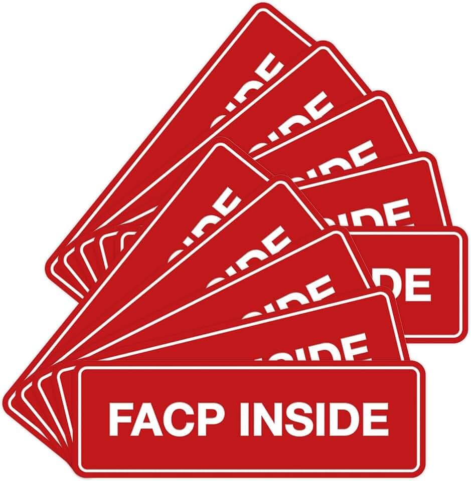 Signs ByLITA Standard FACP Inside Sign | Fire Safety Signage (Red) - Small 10 Pack