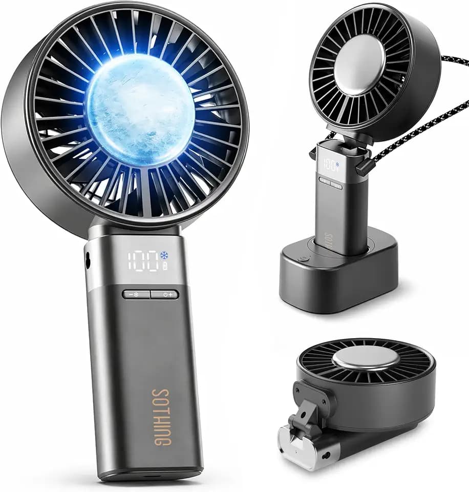 SOTHING Handheld Fan with 60° Oscillating Charging Dock, Cooling Plate