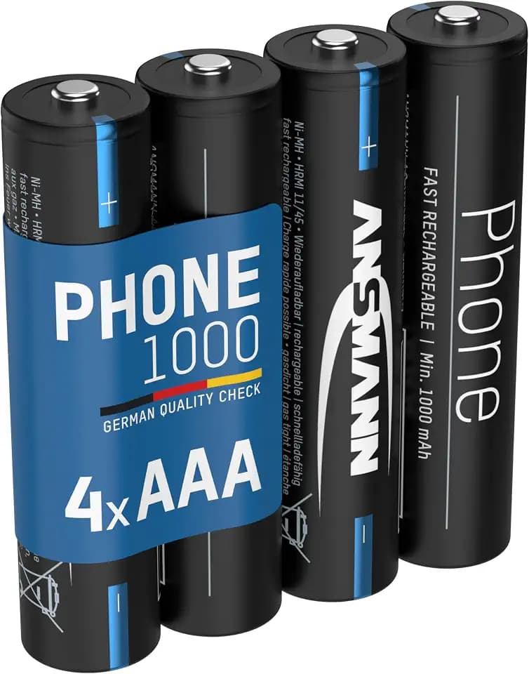 ANSMANN 4X Telefon Akku AAA Micro NiMH 1000 mAh - Schnurlostelefon Akkus