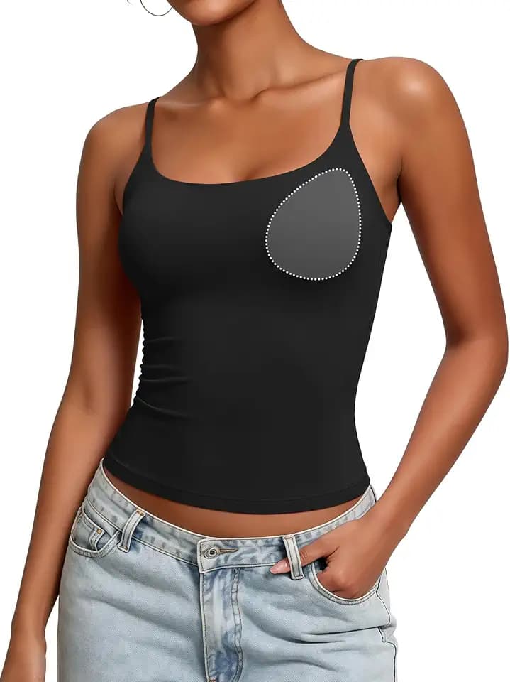 V FOR CITY Women Tank Tops with Built in Bra Double Lined Slim Fit Camisole