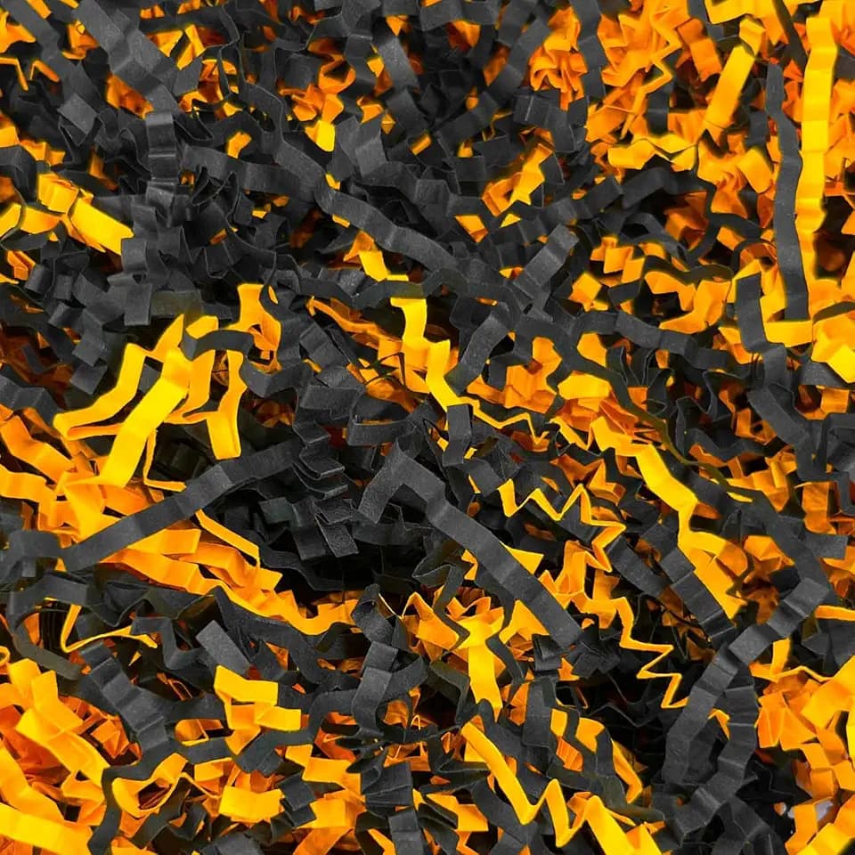 Tisspoms 3LB Black Gold Crinkle Cut Paper Shred Filler, Paper Shreds for Basket Fillers, Birthday, Gift Wrapping, Anniversary, Wedding, New Years, Christmas Gift Decor Party Filler