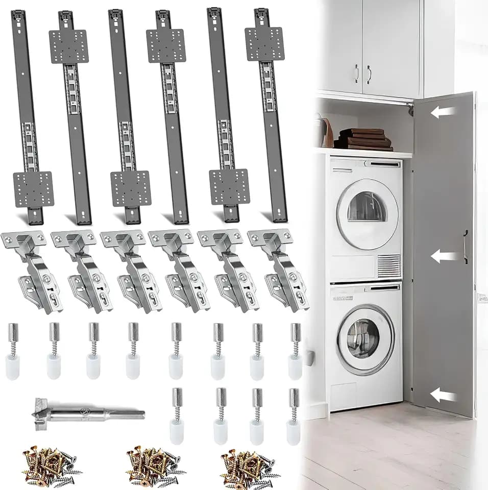 Pocket Door Slide Concealed Hardware Kit for Cabinet Wardrobe, 20in 6-Pack
