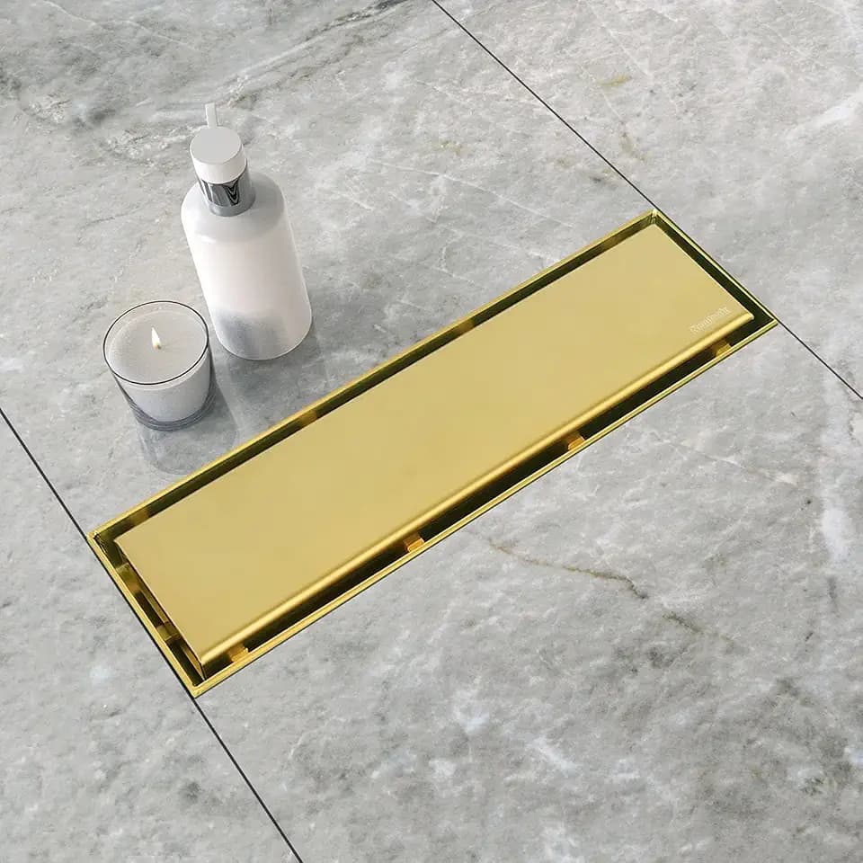 Neodrain 12" Gold Linear Shower Drain,2-in-1 Flat& Tile Insert Cover