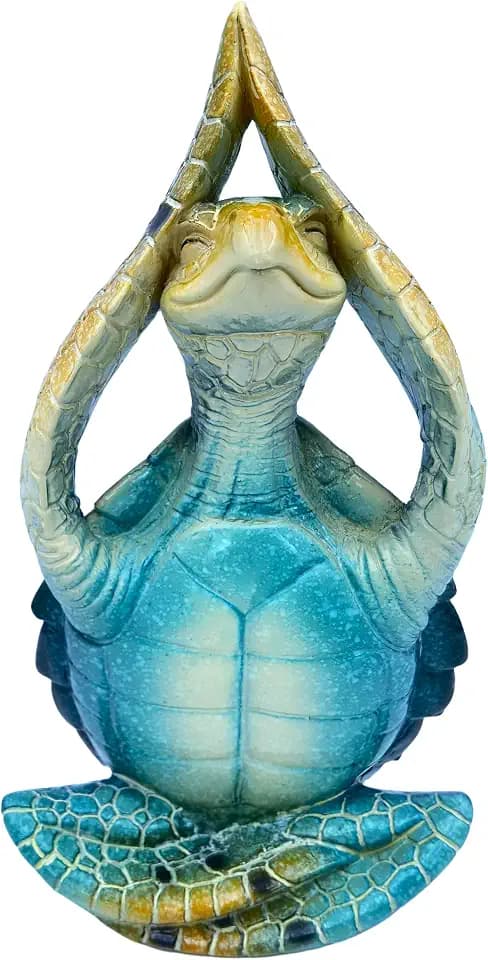 VVGIFTS Sea Turtle Meditation Zen Yoga Coastal Beach Resin Statue for Decor