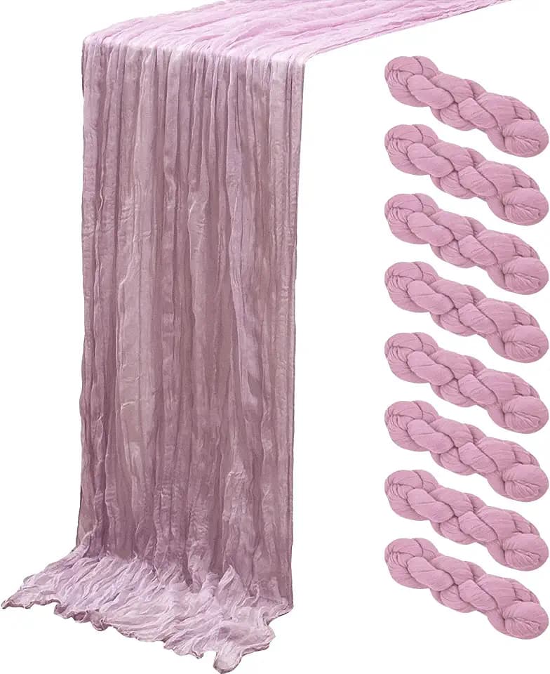 8Pack Lavender Cheesecloth Table Runners 20 x 120 inch Gauze Table Runner