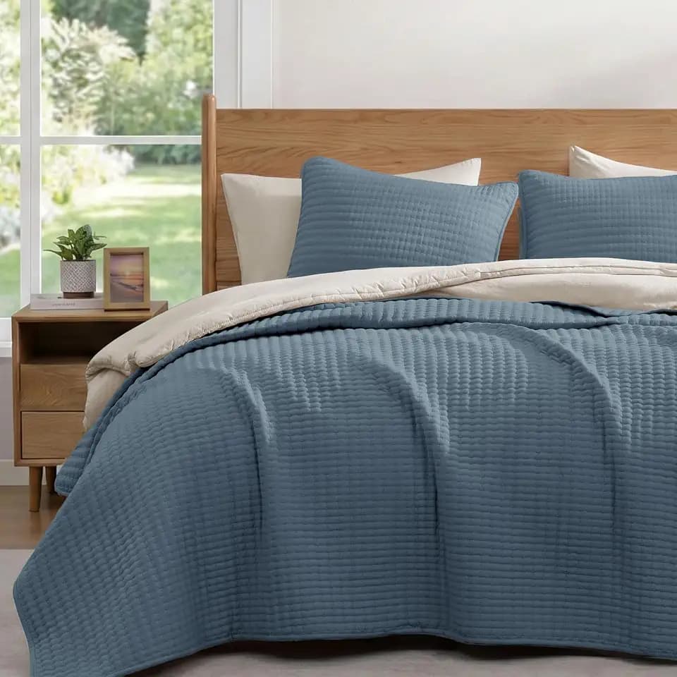 Queen Quilt-Lightweight Bedspreads Blue Queen Size Quilt Bedding Set