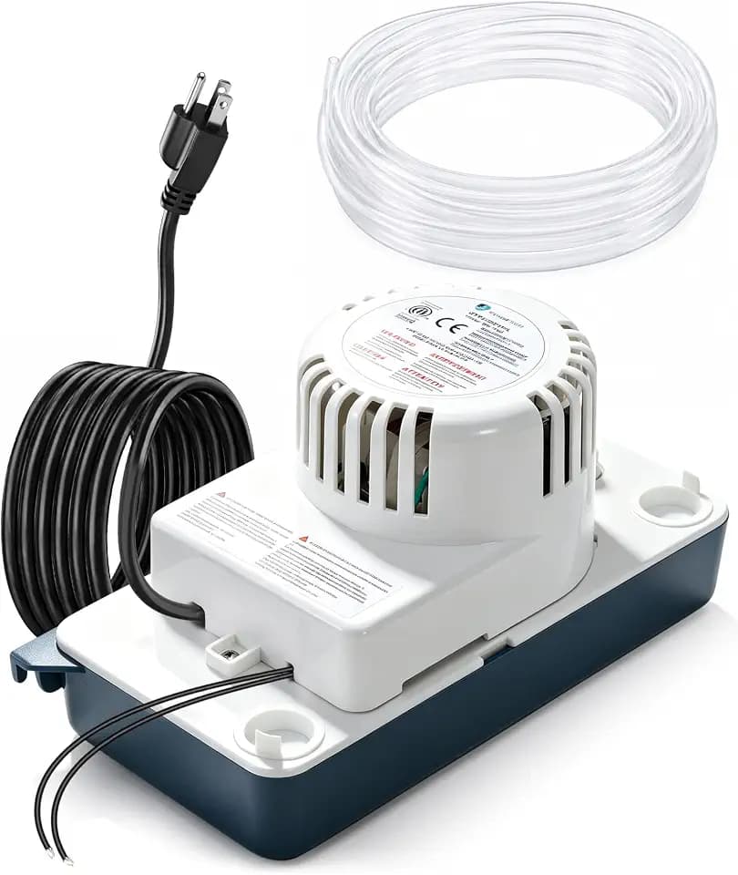 Low Profile Condensate Pump, 145 GPH, 22FT Lift, 115V Quiet HVAC Drain Pump