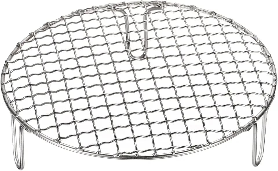 HARFINGTON Round Cooking Rack 8.3-inch Stainless Steel Cross Wire Barbecue Grill Net with 50mm Legs for Cooking Baking Steaming BBQ