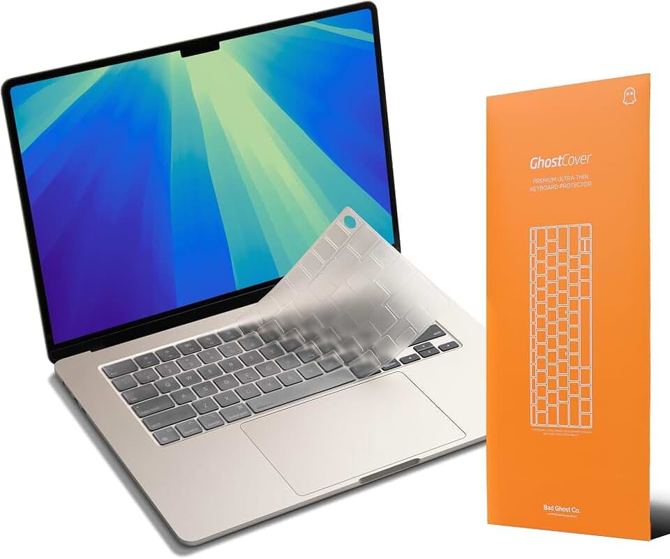 GhostCover FlexType Premium Tastaturschutz für Hochleistungsschreiben, kompatibel mit 2021-2025 M4/M3/M2/M1 Pro/Max MacBook Pro 14/16, M5/M4/M3/M2 MacBook Air 13/15, EU-Tastaturlayout (Klar)